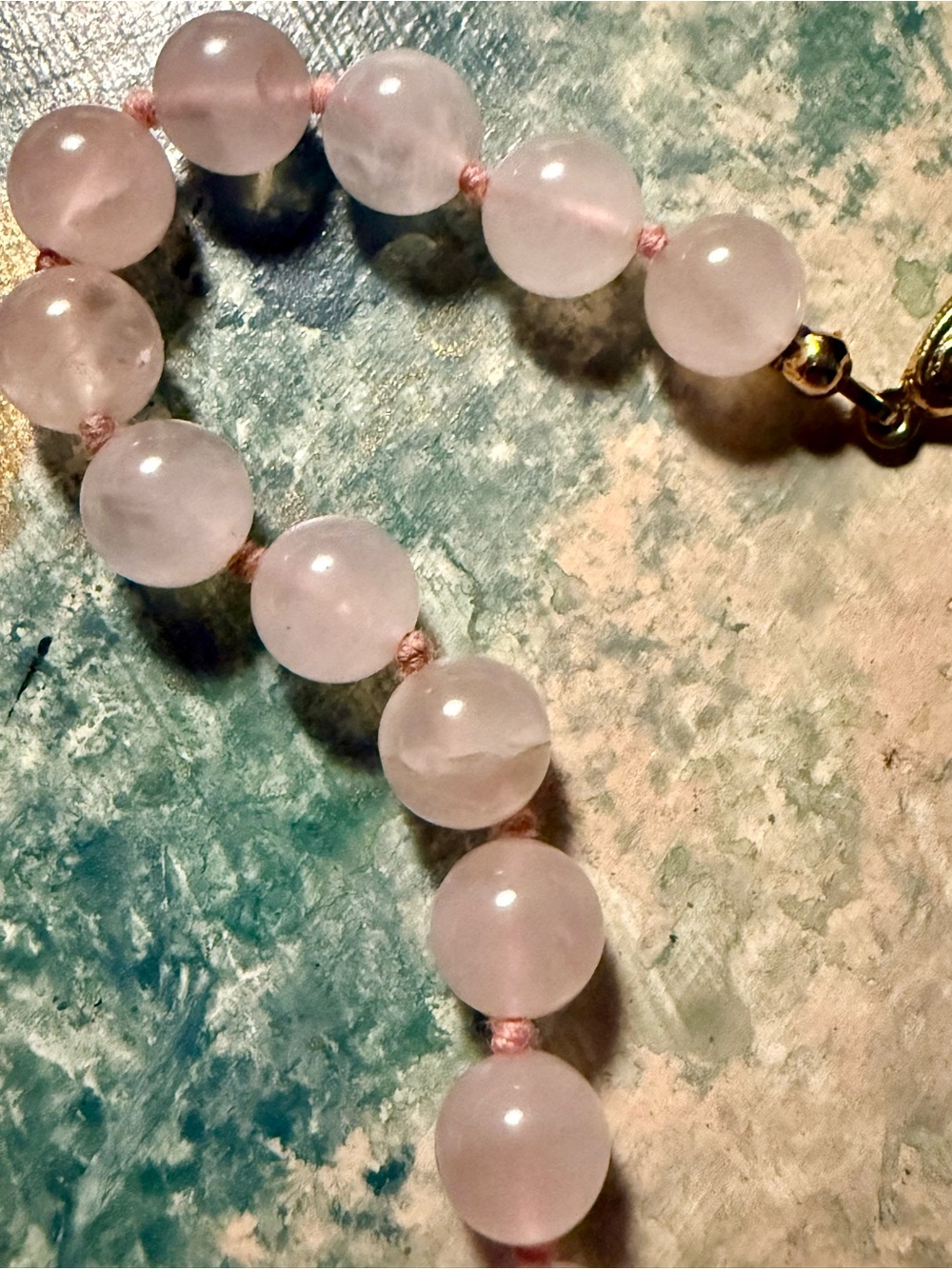 Vintage Genuine Rose Quartz Beaded Vintage Necklace - Picture 11 of 12